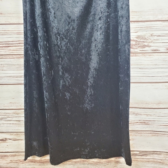 Super Low Fat Womens Small Vintage Hot Topic Black Crushed Velvet Maxi Skirt #66 - Picture 3 of 8